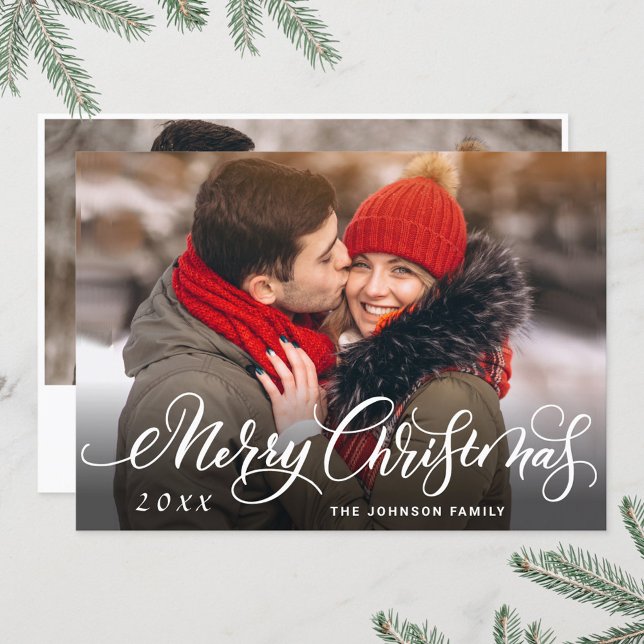Modern Merry Christmas 2 PHOTO Greeting Holiday Card (Creator Uploaded)
