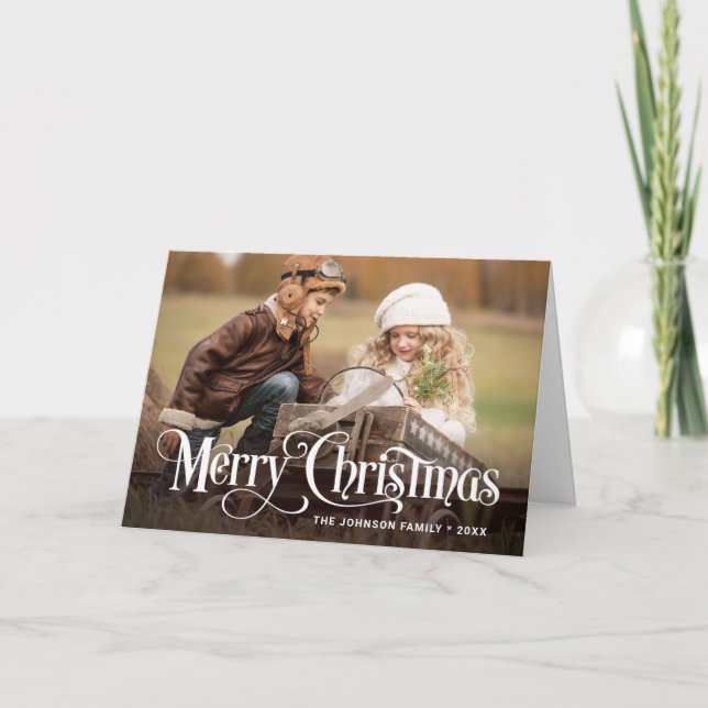 Modern Merry Christmas 2 PHOTO Holiday Card (Front)
