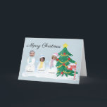 Modern Merry Christmas 3 Photo Family Snowman Holiday Card<br><div class="desc">This is a very fun Merry Christmas card where you can insert photos of each family member in these 3 snowmen.</div>