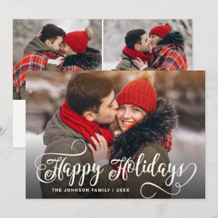 Modern Merry Christmas 3 PHOTO Greeting Holiday Card