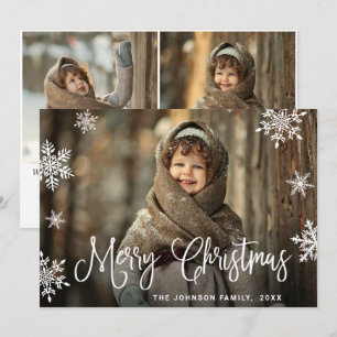 Modern Merry Christmas 3 PHOTO Greeting Holiday Card