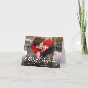 Modern Merry Christmas 3 PHOTO Greeting Holiday Card