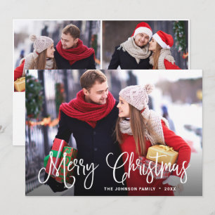 Modern Merry Christmas 3 PHOTO Greeting Holiday Card
