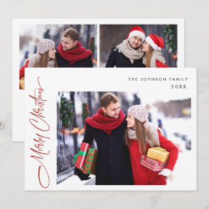 Modern Merry Christmas 3 PHOTO Greeting Holiday Card
