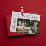 Modern Merry Christmas 3 Photo Red Typography Holiday Card<br><div class="desc">'Tis the season to be jolly! This holiday season, make your family celebrations extra special with this stunningly modern yet festive Modern Merry Christmas 3 Photo Red Typography Holiday Card. The perfect way to send your love and warm wishes to friends and family this festive season, this beautiful card features...</div>