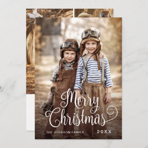 Modern Merry Christmas 4 PHOTO Greeting Holiday Card