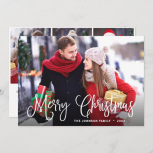 Modern Merry Christmas 4 PHOTO Greeting Holiday Card