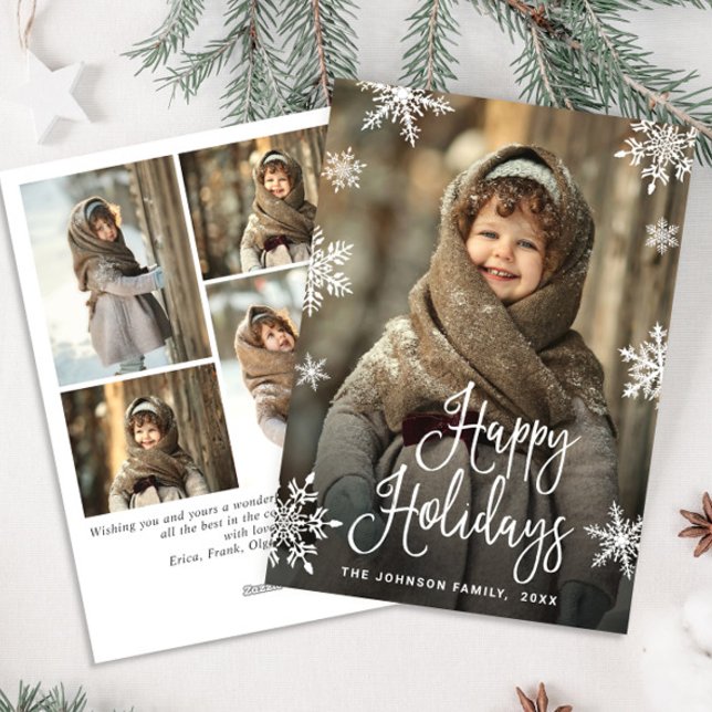 Modern Merry Christmas 5 PHOTO Greeting Holiday Card (Creator Uploaded)