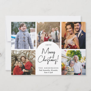 Modern Merry Christmas Arch 5 Family Photo Holiday Card
