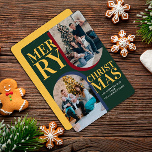 Modern Merry Christmas Arch Family Photo Holiday Card