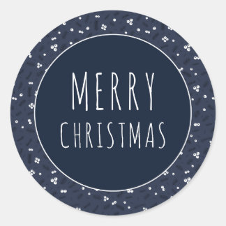 Modern Merry Christmas | Berries & Pine Classic Round Sticker