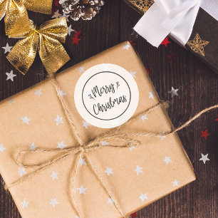 Modern Merry Christmas Black and White Sticker
