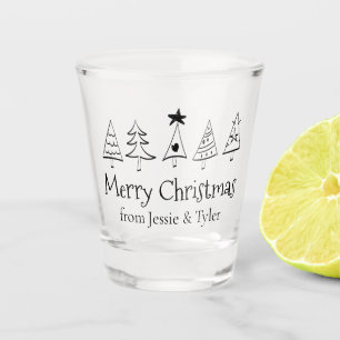 Modern Merry Christmas Black & White Custom Party Shot Glass