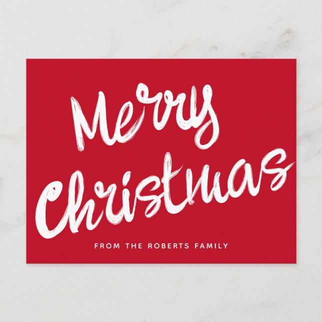 Modern Merry Christmas bold script  Postcard (Front)
