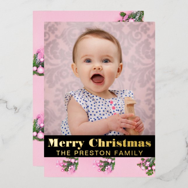 Modern Merry Christmas Bold Typography 2 Photo (Front/Back)