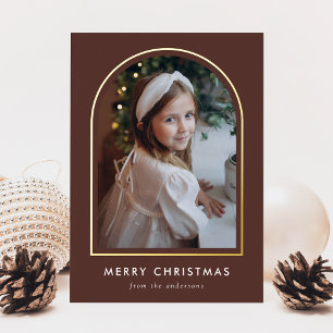 Modern Merry Christmas Brown Arch Photo