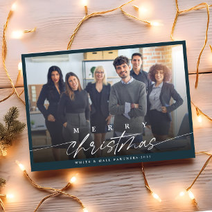 Modern Merry Christmas Business Photo Holiday Card