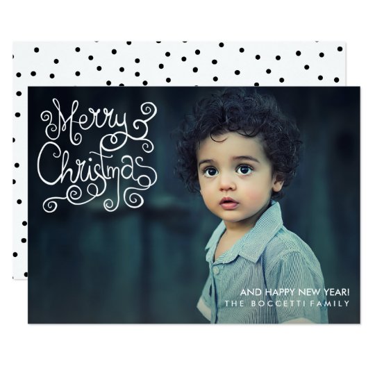Modern Merry Christmas Calligraphy Holiday Photo Card