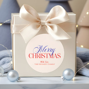 Modern Merry Christmas Classic Round Sticker