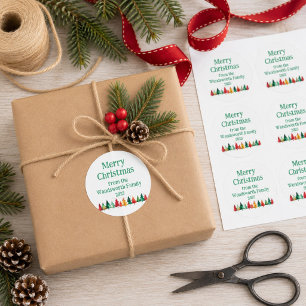 Modern Merry Christmas Colourful Watercolour Trees Square Sticker