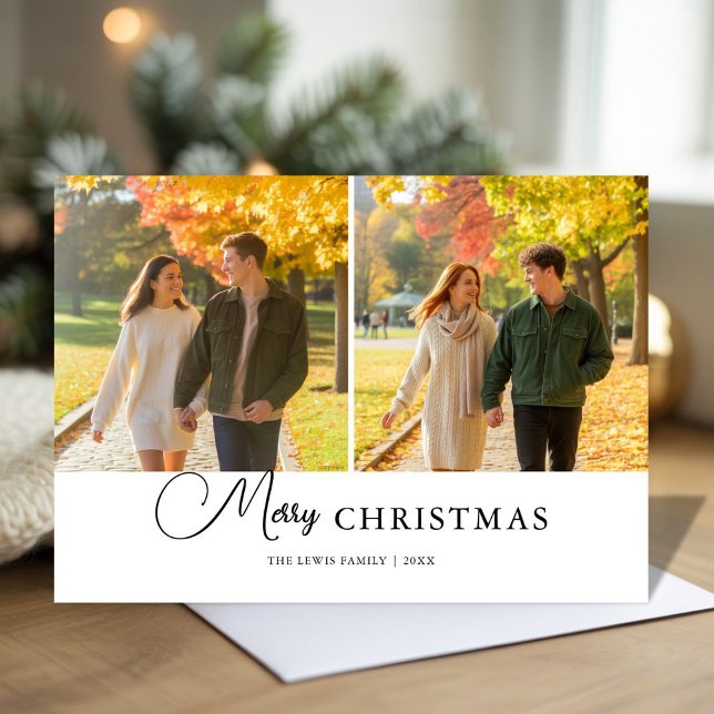 Modern Merry Christmas Couple Celebration Card (Creator Uploaded)