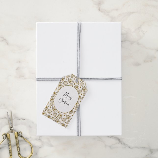 Modern Merry Christmas Designed Gift Tags (With Twine)