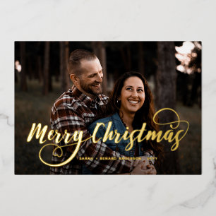 Modern Merry Christmas Elegant Photo Tartan