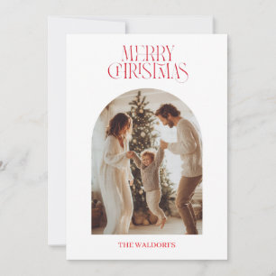 Modern Merry Christmas Family Photo Card 