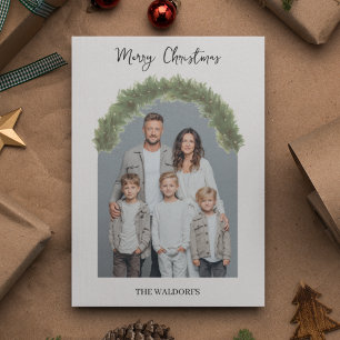 Modern Merry Christmas Family Photo Card 