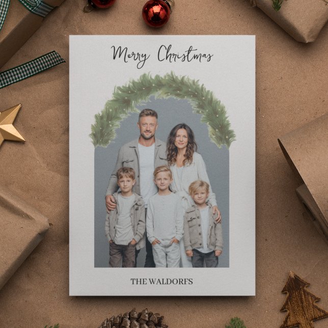 Modern Merry Christmas Family Photo Card  (Creator Uploaded)