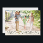 Modern Merry Christmas Family Photo Greeting Holiday Card<br><div class="desc">A photo greeting that sends a lovely message of MERRY CHRISTMAS to family and friends.  Accented with a sprig of holiday greenery and berries with your family names personalised on the back.</div>