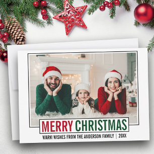 Modern Merry Christmas Family Photo Holiday Card