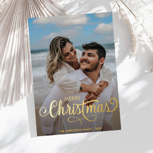 Modern Merry Christmas Family Photo Name Buffalo