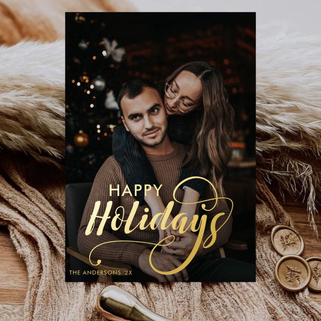 Modern Merry Christmas Family Photo Name Tartan (Creator Uploaded)