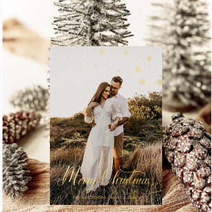 Modern Merry Christmas Family Photo plaid Tartan