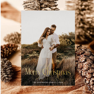 Modern Merry Christmas Family Photo plaid Tartan