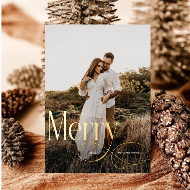 Modern Merry Christmas Family Photo plaid Tartan (Creator Uploaded)