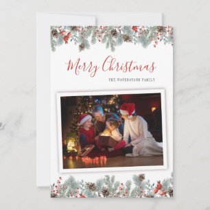 Modern Merry Christmas Family Photo Rustic Holiday Card