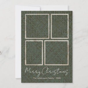 Modern Merry Christmas Four Photo Collage Card