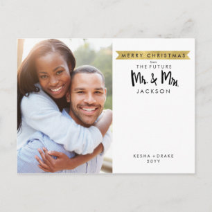 Modern Merry Christmas   Future Mr. and Mrs. Photo Holiday Postcard
