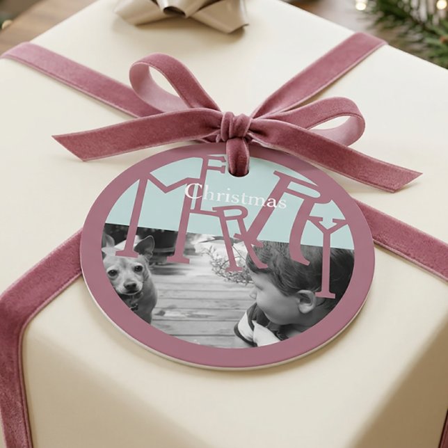 Modern Merry Christmas Gift Photo Tag (Creator Uploaded)