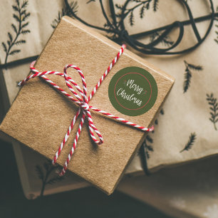 Modern Merry Christmas Green and Red Sticker