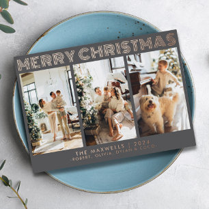 Modern Merry Christmas Grey Photo
