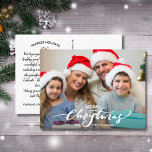 Modern Merry Christmas Hand Lettered Family Photo Postcard<br><div class="desc">Celebrate the season with this fun postcard featuring your photo and the hand lettered words "Merry Christmas" on the front and your custom note on the back. Or, if you'd like, delete the typed note on the back and handwrite each postcard individually. Add your return address for easy mailing. Simple...</div>
