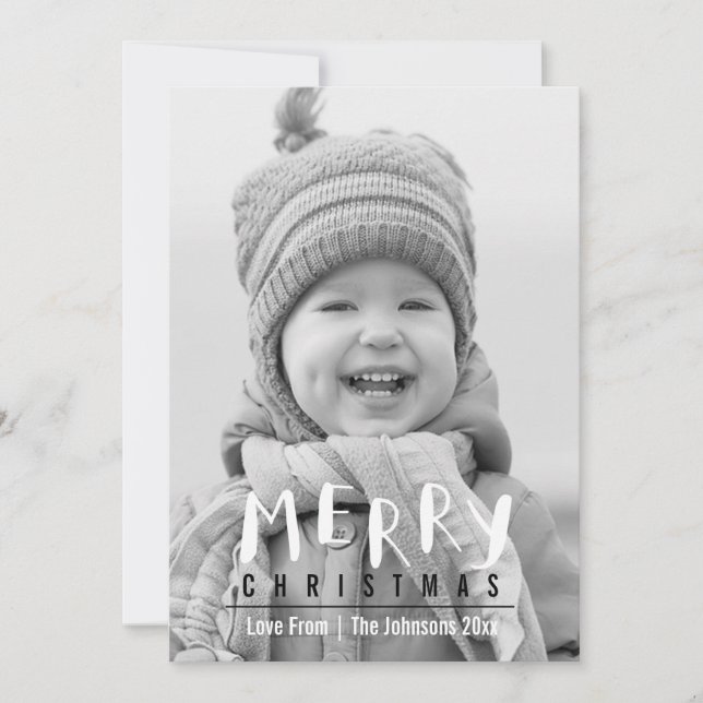 Modern Merry Christmas | Hand Lettered Photo Card (Front)