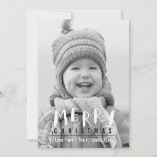 Modern Merry Christmas Hand Lettered Photo Card