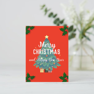 Modern merry christmas & happy new year holiday postcard