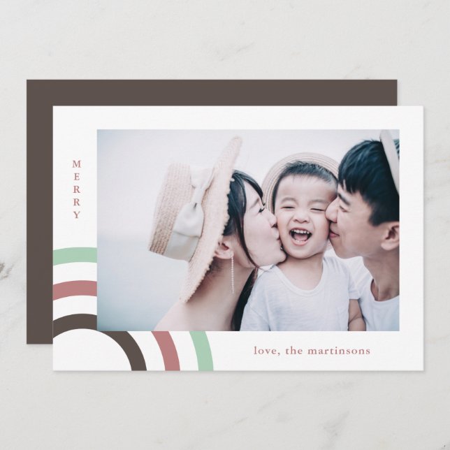 Modern Merry Christmas Holiday Mint Photo (Front/Back)