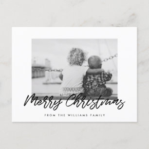 Modern Merry Christmas holiday photo family Postcard
