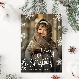 Modern Merry Christmas Holiday PHOTO Greeting Postcard
